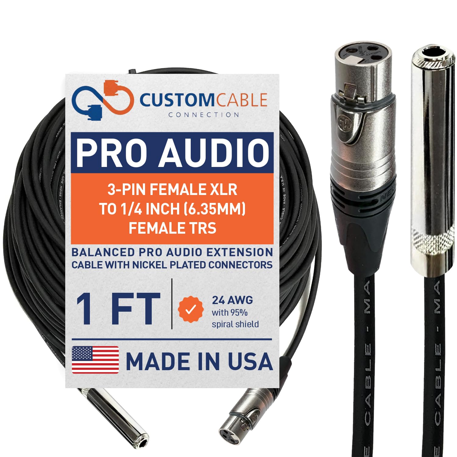 Amazon.com: Custom Cable Connection 1 Foot Neutrik NC3FXX Female